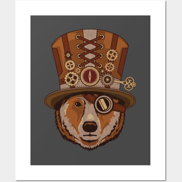 Steampunk Animal Bear Vintage Art Gift Wall Art by propellerhead